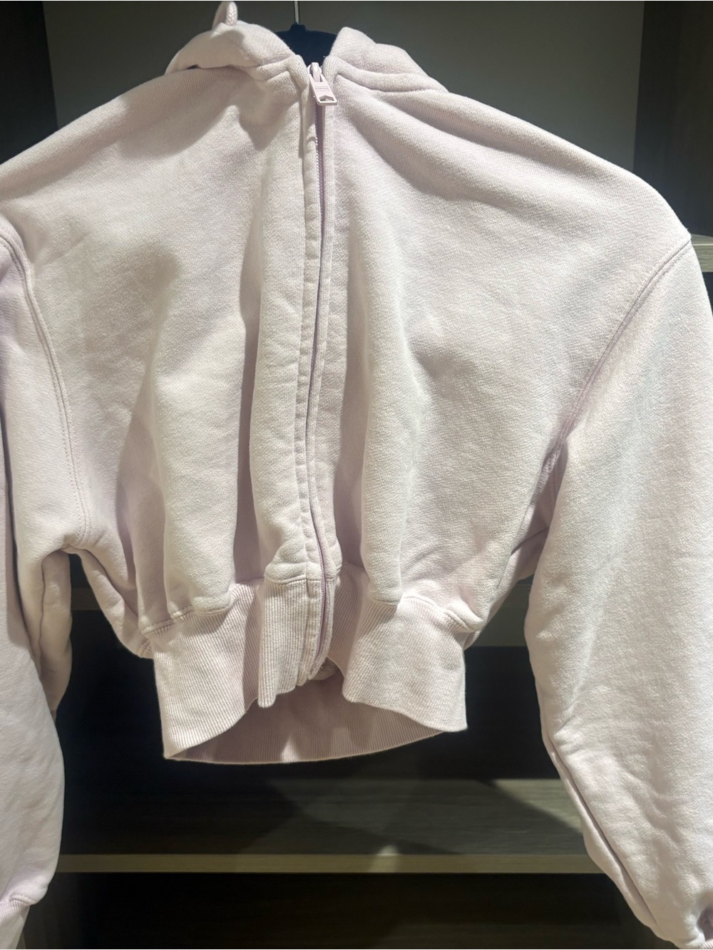 Garage Light Pink Cropped Zip Hoodie